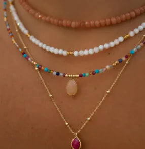 Bohemian Multilayer Handmade Necklace with Crystal Pendant